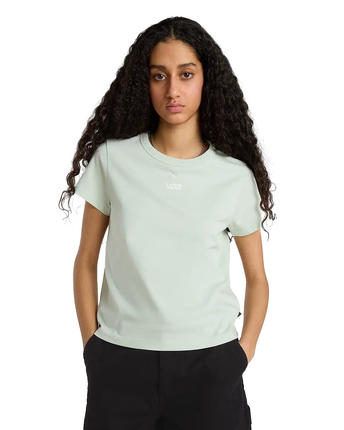 Spiral Down Mini T-Shirt in Pale Aqua Knit Fabric Woven Fabric Fleece Fabric