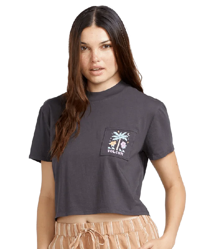 Pocket Dial T-Shirt in Vintage Black Graphic T-Shirt Round Neck Polyester