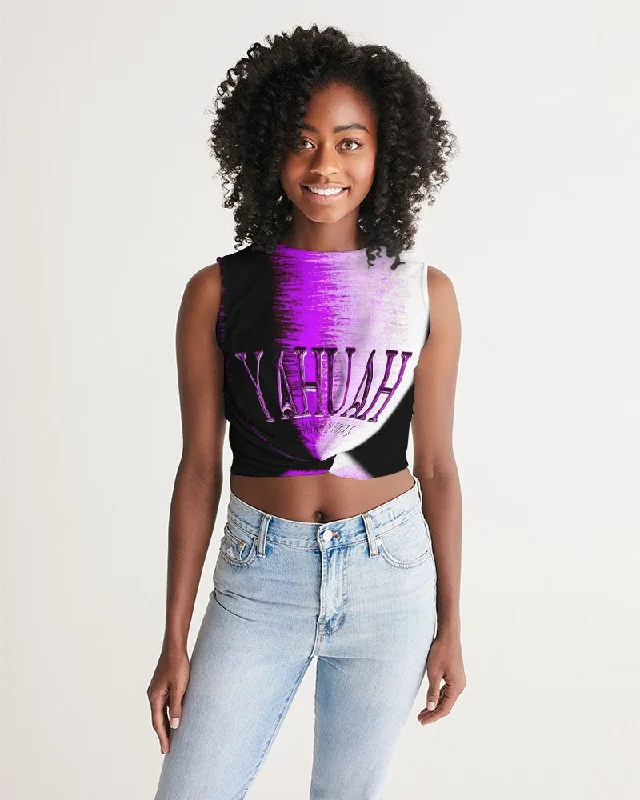 Yahuah-Master of Hosts 01-02 Designer Twist Front Cropped Sleeveless T-shirt Print Jacquard Patchwork