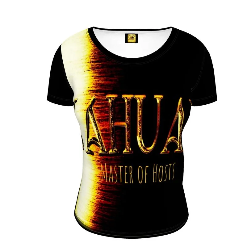 Yahuah-Master of Hosts 01-03 Ladies Designer Scoop Neck T-shirt Mesh Fabric Canvas Fabric Denim Fabric