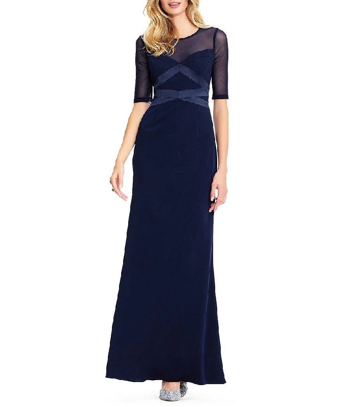 Adrianna Papell AP1E203438 Short Sleeve Banded Mesh Long Dress Tunics Exclusive limited