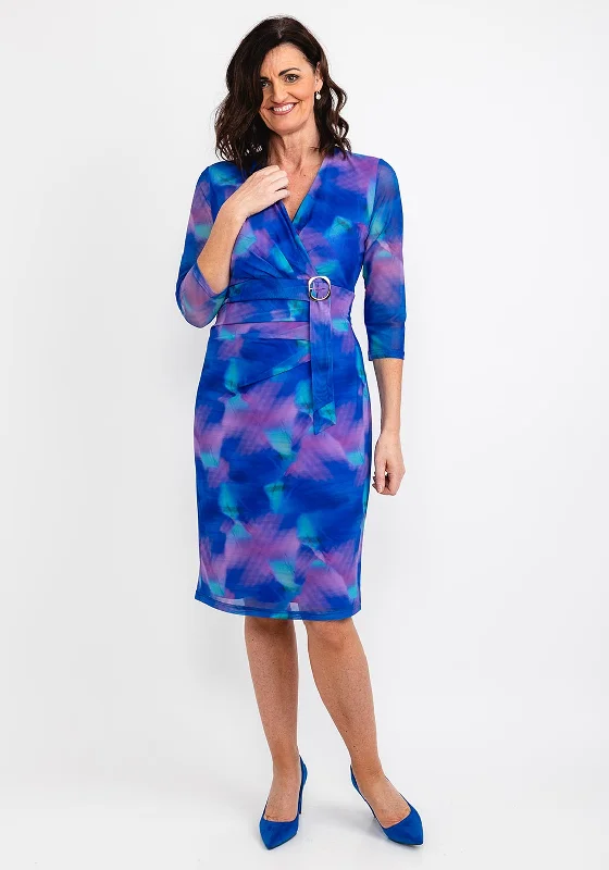 Avalon Watercolour Gathered Waist Dress, Purple Multi Tunics Running lightweight