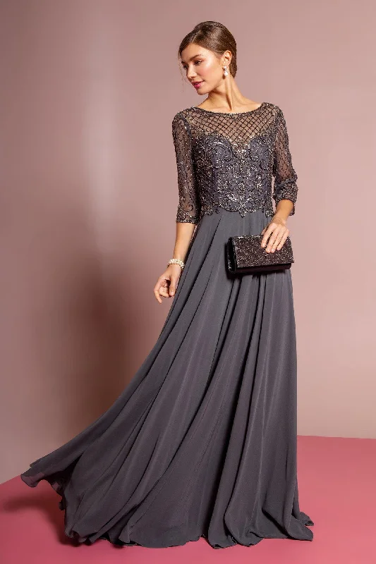 Beads Embellished Bodice Chiffon Long Dress Casual Short Summer