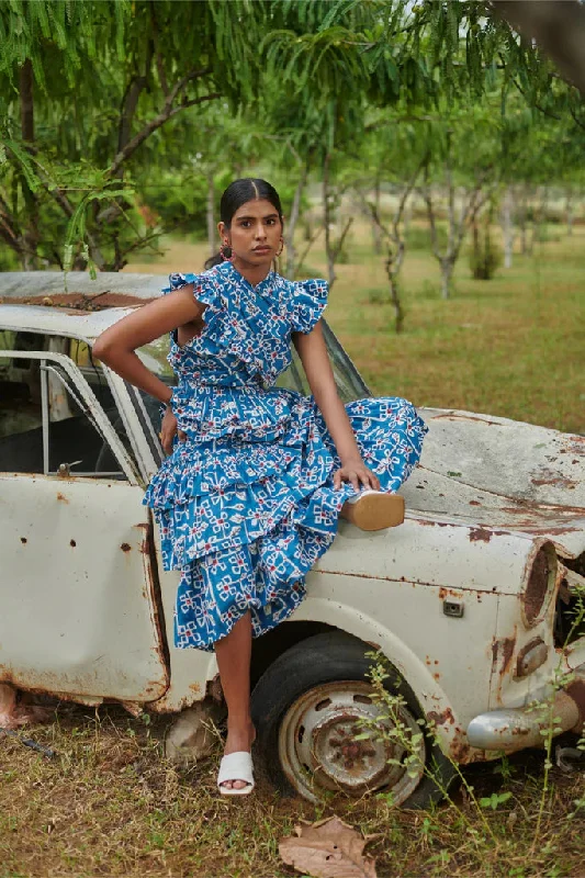 Criss Cross Desert Bluebell Long Dress Tunics Sophisticated sleek
