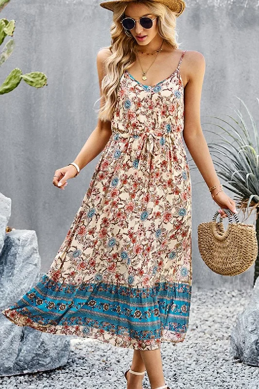 CAMI STYLE PATTERNED LONG DRESS empire Waist empire