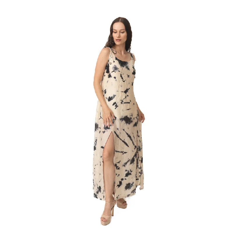 Aekaa Long dress with Embroidery Belt and Double Slit Tunics Wedding white