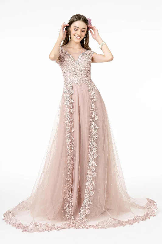 Embroidered Mesh A-Line Long Dress Sale Tunics Trousers formal