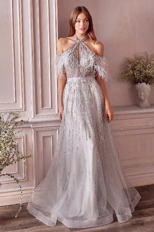 Andrea & Leo A1023 Feather Prom Long Dress Tunics Plaid country