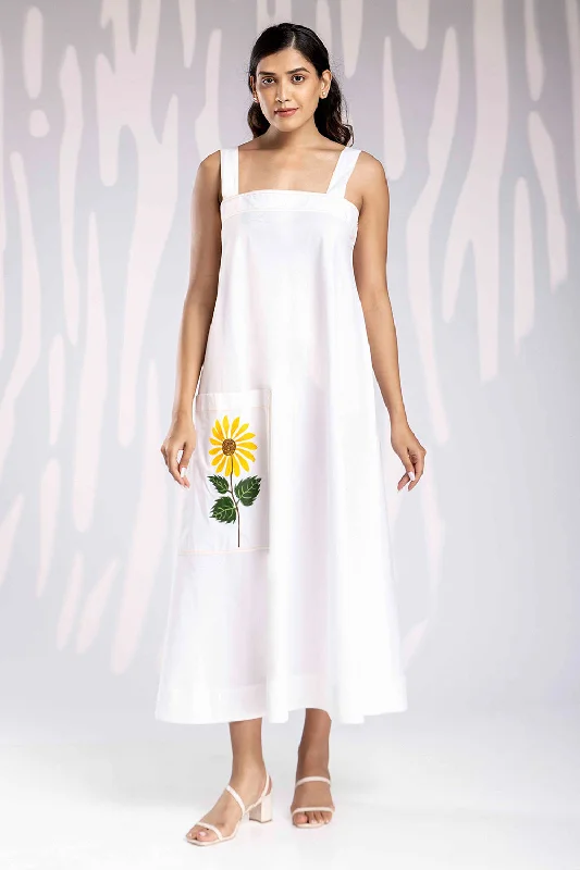 Handpainted Long Dress - White Tunics Exclusive limited