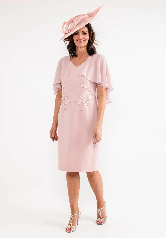 Lizabella Chiffon Cape Sleeve Dress, Blush Tunics Mesh breathable