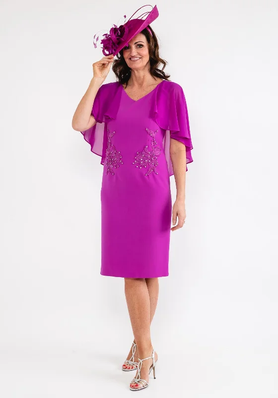 Lizabella Chiffon Cape Sleeve Dress, Purple Tunics Canvas sturdy