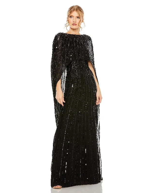 Mac Duggal 93869 Long Cape Sleeve Formal Dress Tunics Review highly