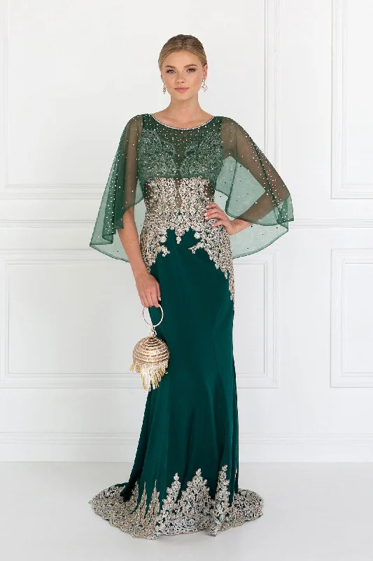 Long Formal Dress Evening Gown Cape Sleeves Tunics Practical durable