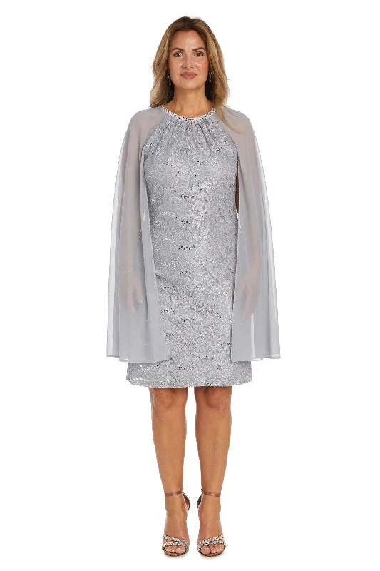 R&M Richards 2808P Plus Size Glitter Lace Cape Dress Tunics Luxurious premium