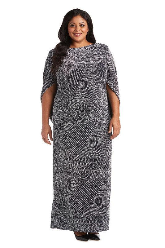 R&M Richards 5912W Plus Size Metallic Long Dress Tunics Timeless classic