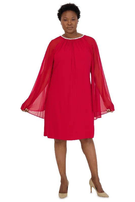 R&M Richards 2496W Short Plus Size Cape Dress Sale Shift Classic Vintage