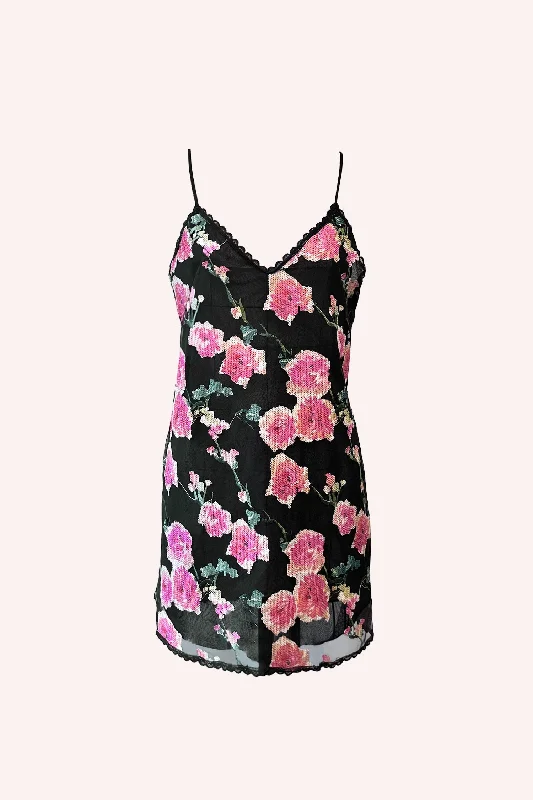 Sequin Cabbage Rose Slip Dress Tunics Chic elegant