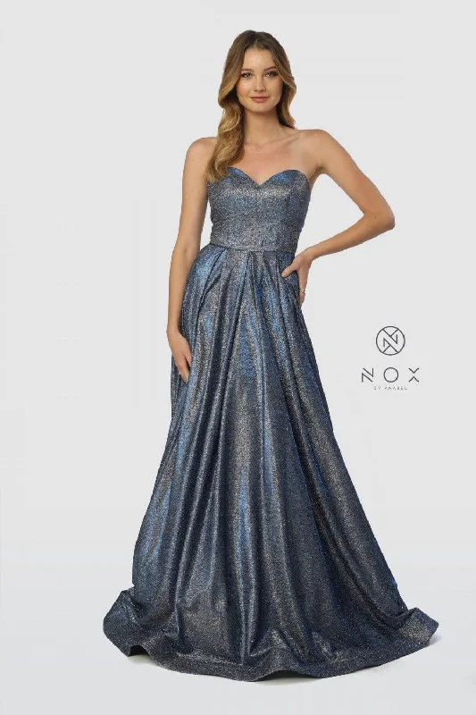 Long Strapless Metallic Prom Long Dress Evening Gown Tunics Versatile stylish