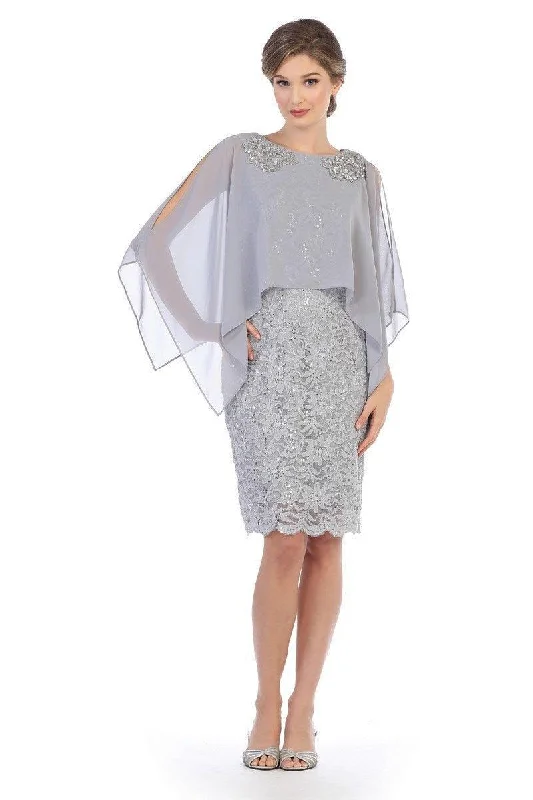 Short Mother of the Bride Cape Dress Tunics Stylish elegant