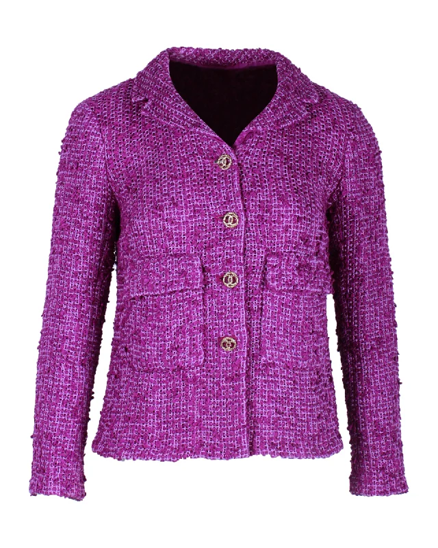 Chanel 2021 Jacket in Purple Tweed Chenille Jacket Brocade Jacket Lace Jacket