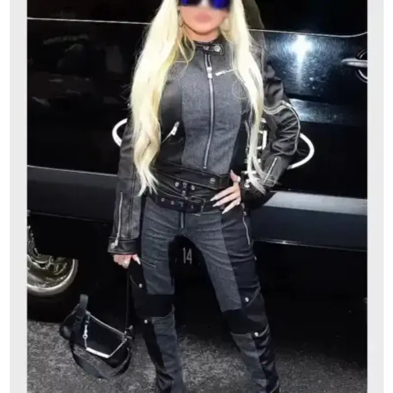 Christina Aguilera Motorcycle Jacket Rayon Jacket Velvet Jacket Corduroy Jacket