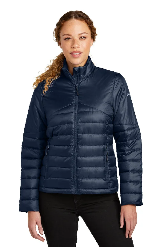 Eddie Bauer Womens Water Resistant Quilted Full Zip Jacket - River Navy Blue