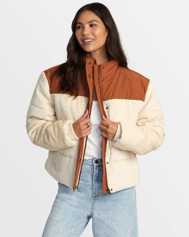Eezeh Peaasy Puffer Jacket - Mocha Bisque Fleece Jacket Down Jacket Parka