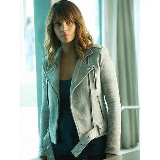 Halle Berry Extant Suede Leather Jacket Elasticated Jacket Padded Jacket Insulated Jacket