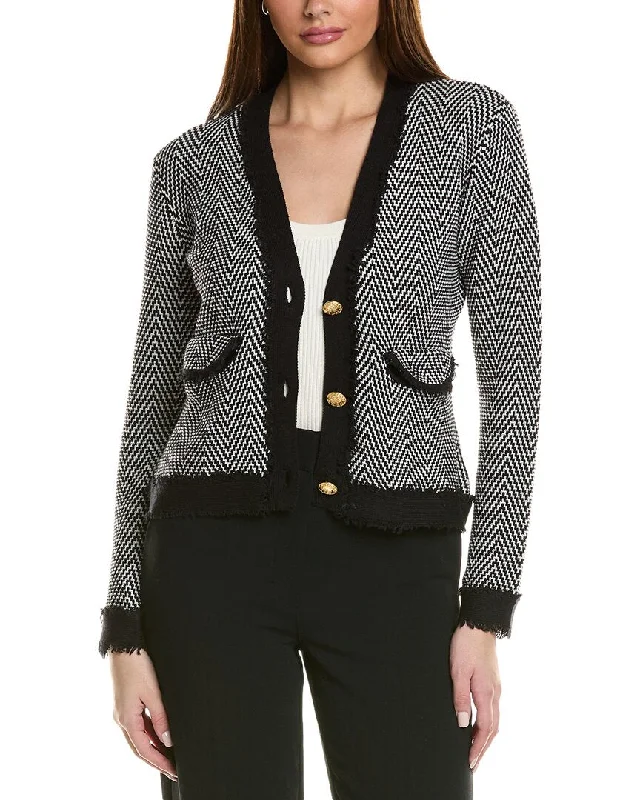 Hannah Rose Chanel Cashmere-Blend Jacket Zip Front Button Front Snap Front