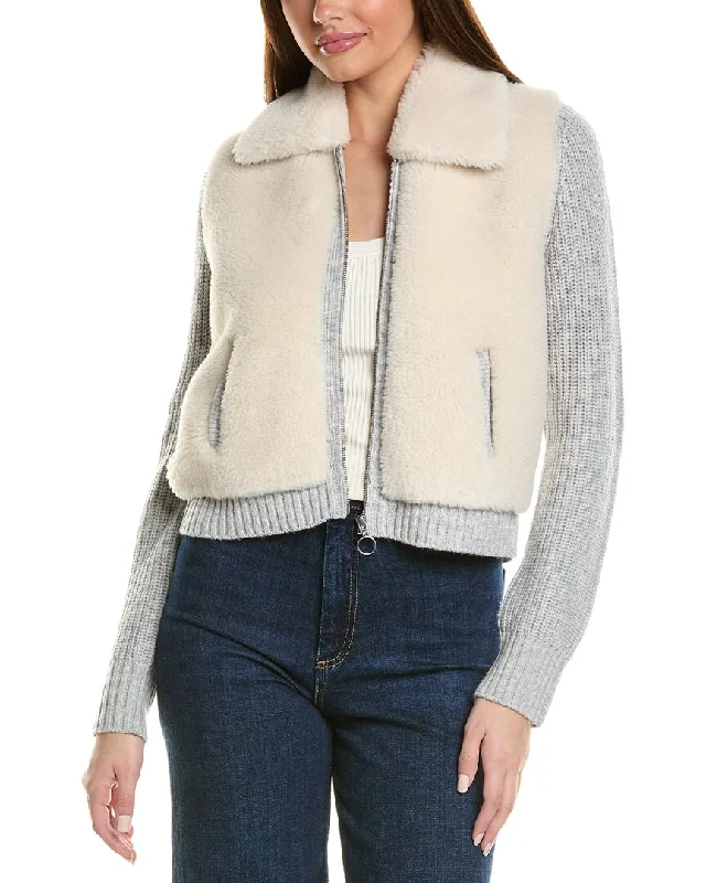 Hannah Rose Sherpa Shaker Full Zip Wool & Cashmere-Blend Jacket Hooded Jacket Caped Jacket Shawl Collar Jacket