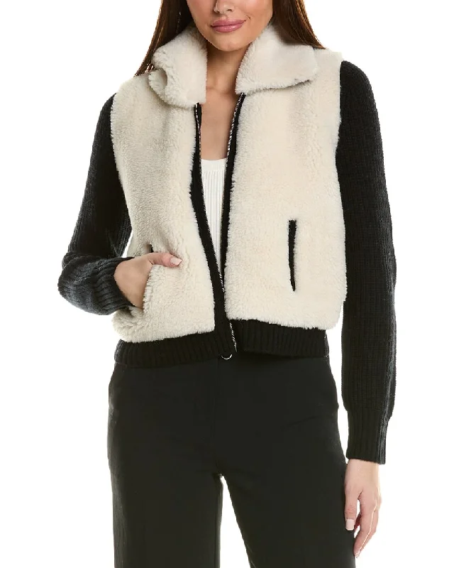Hannah Rose Sherpa Shaker Full Zip Wool & Cashmere-Blend Jacket Satin Jacket Silk Jacket Chiffon Jacket