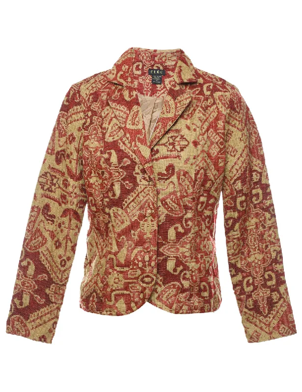 Maroon & Gold Tapestry Jacket - S