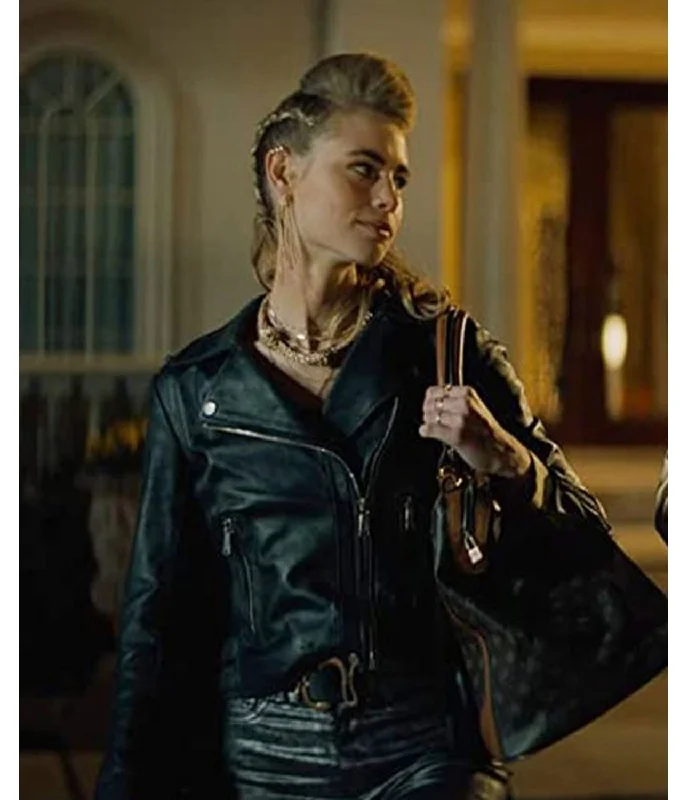 Night Teeth Zoe Leather Jacket Appliqued Jacket Beaded Jacket Sequined Jacket