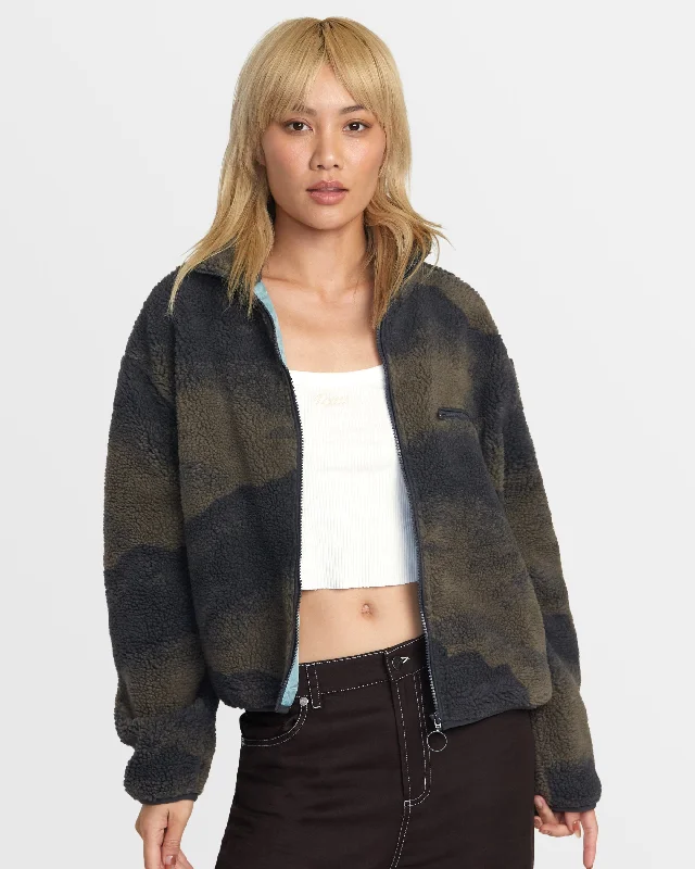 Oh Hush Sherpa Jacket - Green Haze Fleece Jacket Down Jacket Parka
