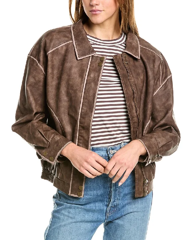 REVERIEE Jacket A-Line Jacket Boat Neck Shawl Collar