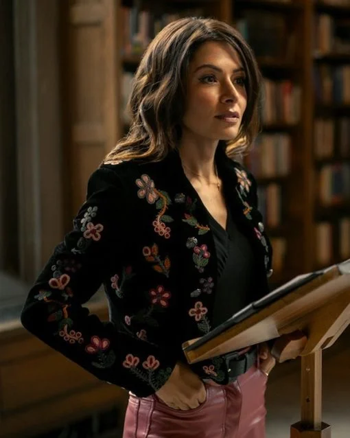 Sex/Life S02 Sarah Shahi Floral Black Jacket Anorak Shell Jacket Lightweight Jacket