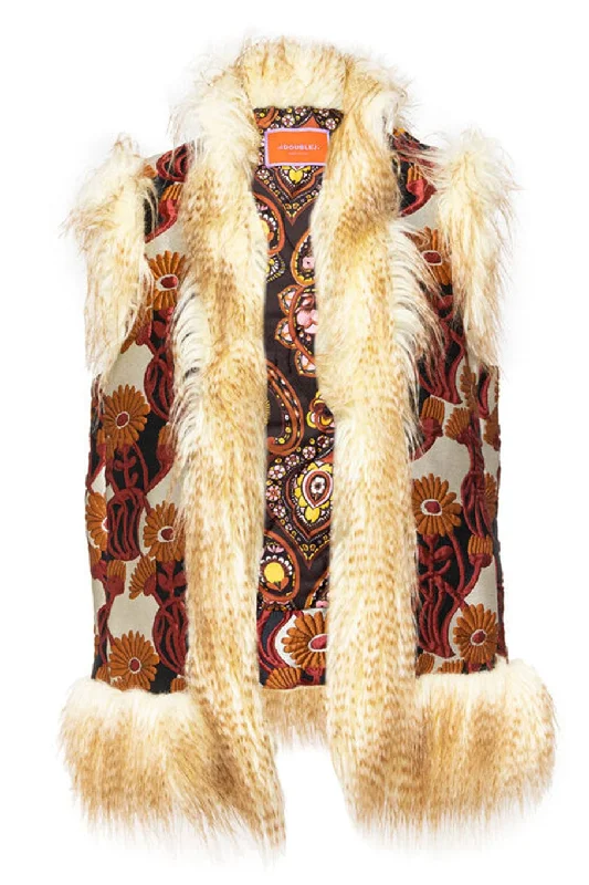 Sleeveless Folk Jacket Tailored Jacket Straight Jacket A-Line Jacket