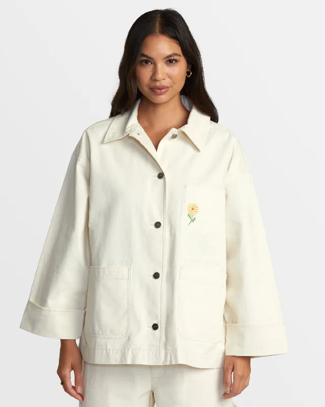 Snacks Chore Jacket - Latte Satin Fabric Silk Fabric Chiffon Fabric