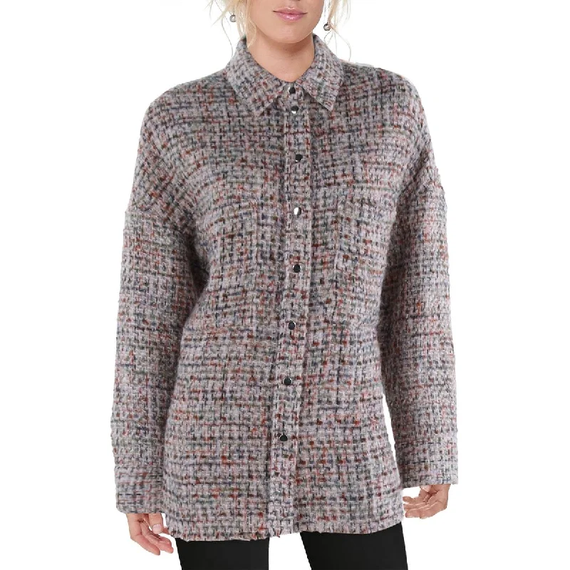 Stella + Lorenzo Womens Tweed Lightweight Shirt Jacket