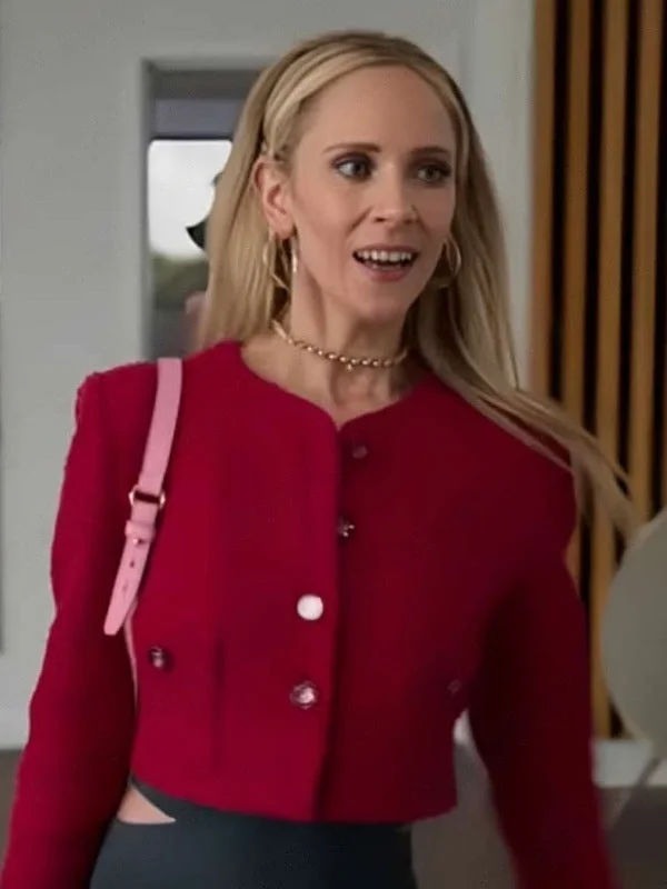 Ted Lasso S03 Juno Temple Red Jacket Print Jacket Jacquard Jacket Patchwork Jacket