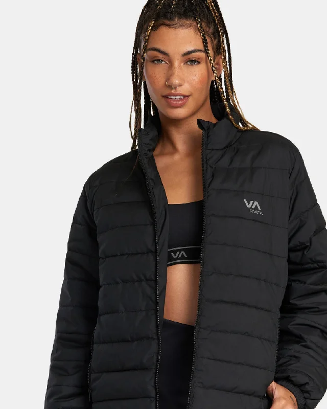 VA Puffer Jacket - Black Striped Jacket Polka Dot Jacket Floral Jacket