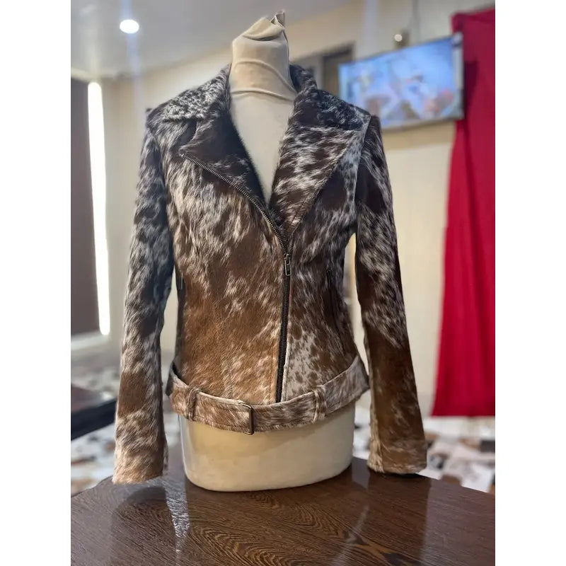 Vintage Biker Leather Jacket Ribbed Jacket Pleated Jacket Ruffled Jacket