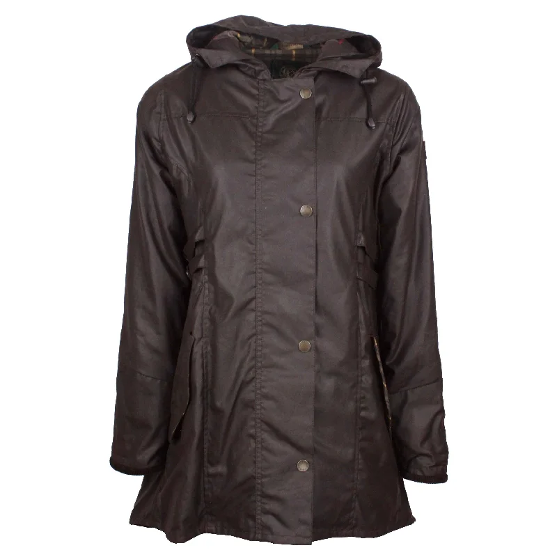 W218 - Womens Hooded Katrina Wax Jacket - BROWN Wool Jacket Cashmere Jacket Tweed Jacket
