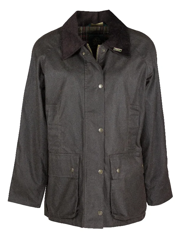 W24 - Women's Countrygirl Wax Jacket - BROWN Front Pockets Side Pockets Patch Pockets