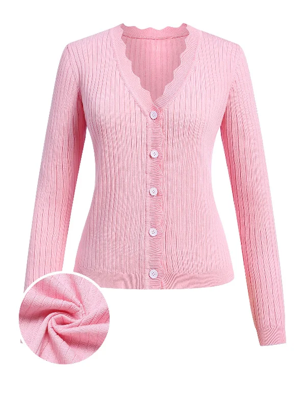 1930s V-Neck Ruffles Long Sleeve Sweater Coat Terry Terry Cloth Terry Knit