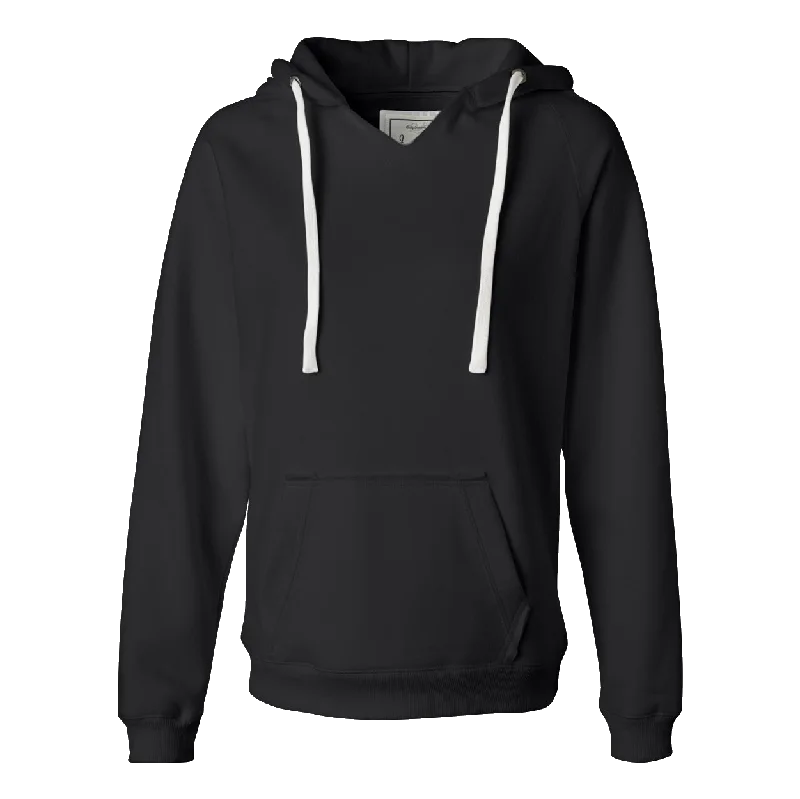 8836 Women's Sueded V-Neck Hooded Sweatshirt Hoodie with Full-Zip Functional Layering