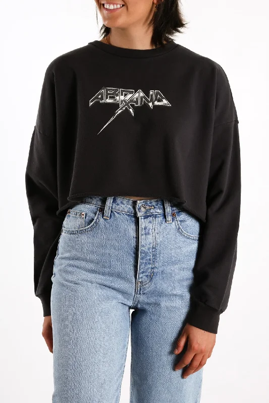 A Oversized Crop Sweater Graphic Black Fade Rayon Fabric Velvet Fabric Corduroy Fabric