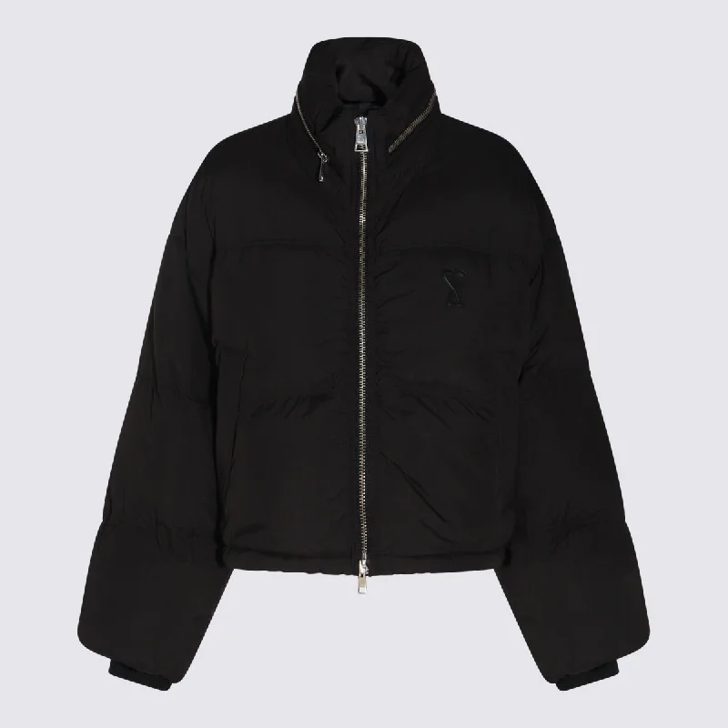 Ami Paris Coats Black Fuzzy Sherpa Pullover