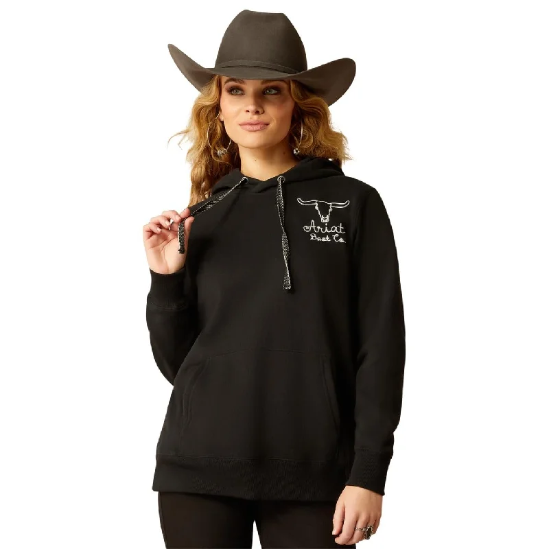 Ariat Women's Steer Stitch Hoodie, Black Hoodie Dress Longline Feminine