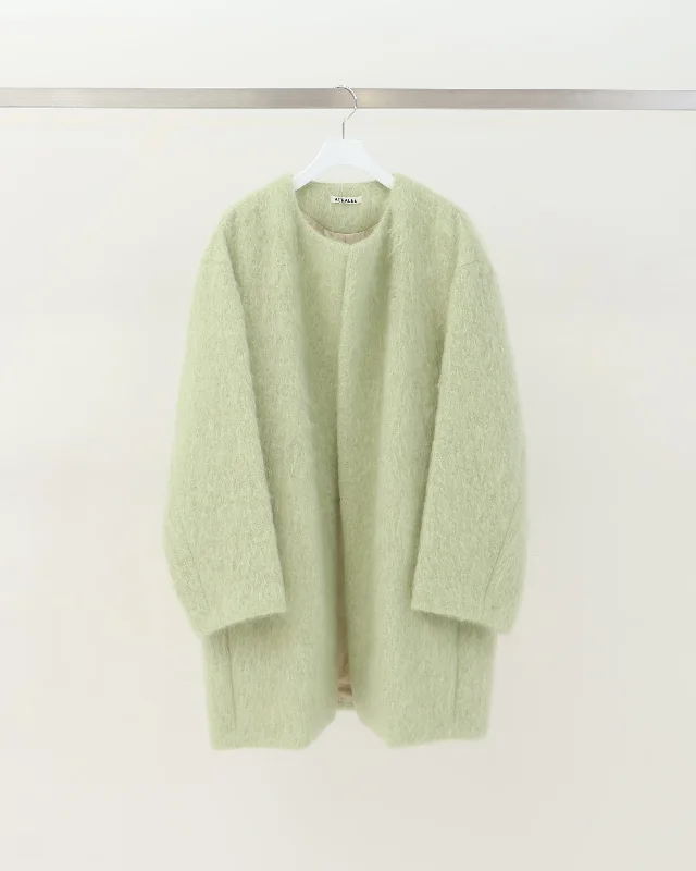 BRUSHED MOHAIR SHAGGY COAT Collared Pea Coat